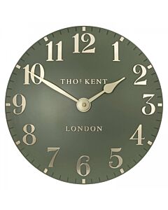 Thomas Kent - Arabic Lichen Green Mantel Clock - 12"